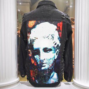 Black distressed American Bazi Jean Jacket Size Medium